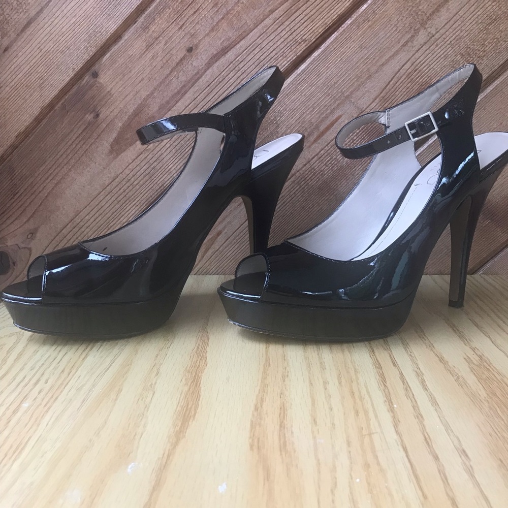 BCBG Paris Patent Peep Toe Pumps